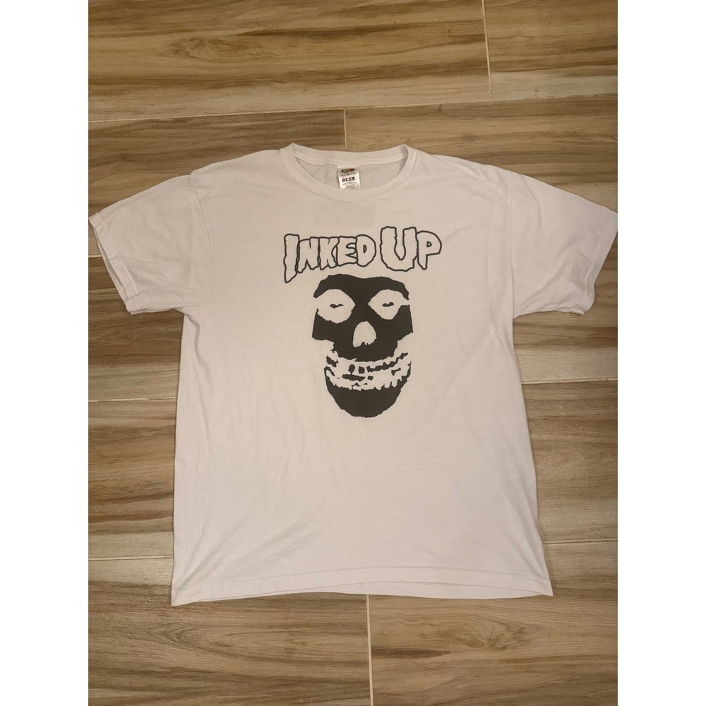Inked Up Skull Graphic T-Shirt White Fruit of the‎ Loom Best Mens Large L